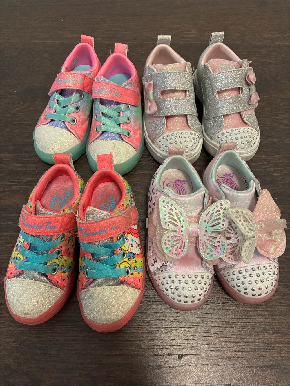 Skechers Twinkle Toes - 4 Pairs, Price - Light-Up Shoes - Pink - Girls 8T